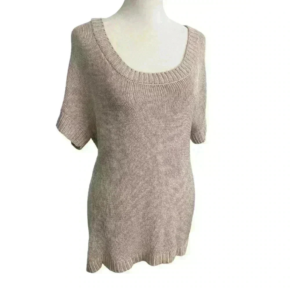 Calvin Klein women’s Short Sleeve Sweater Size M Dusty Rose Shimmer Metallic